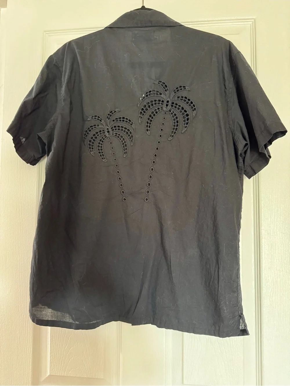 Old Navy Men's Black Short Sleeve Camp Collar Button-Down Shirt
